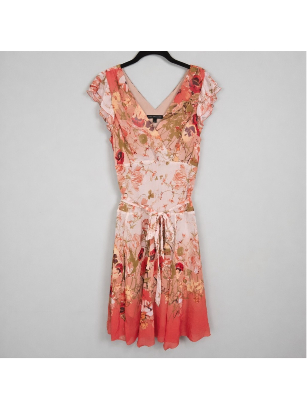 Chris Mclaughlin Womens Floral Babydoll Midi Dress Size 14 Pink Romantic Fairy